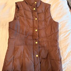 Brown Puffer Vest with Gold Buttons